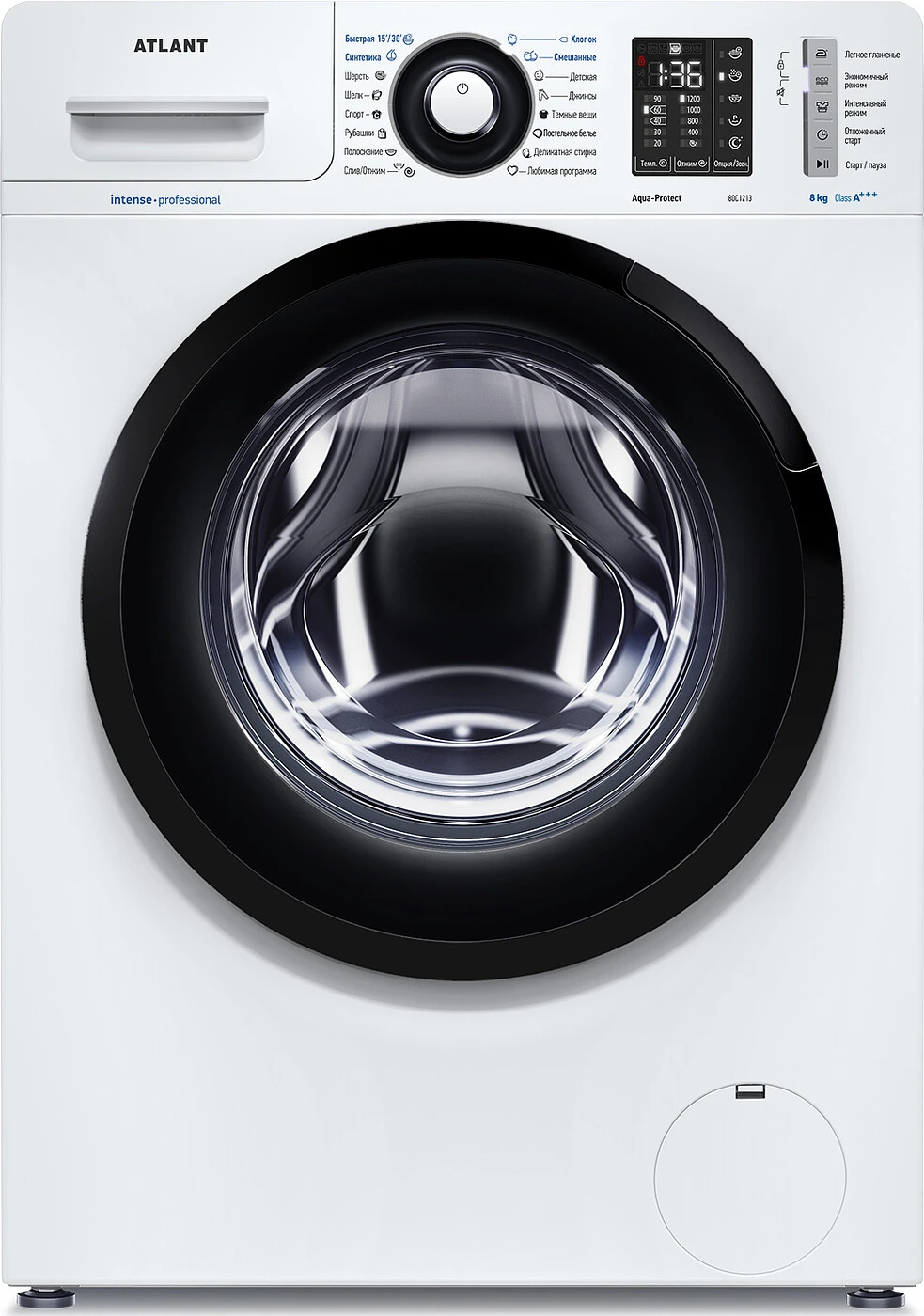 2657301043671504.jpg Стандартная стиральная машина Атлант СМА 80С1213-02 автоматическая, загрузка до 8 кг, отжим 1200 об/мин, класс A+++, 16 программ — изображение 1